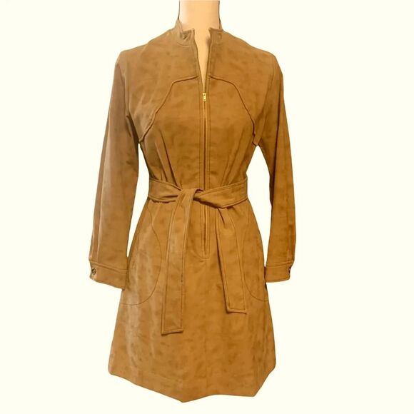 Vintage Sherbert Originals Suede Coat Dress with Tie Size Medium - Picture 3 of 13